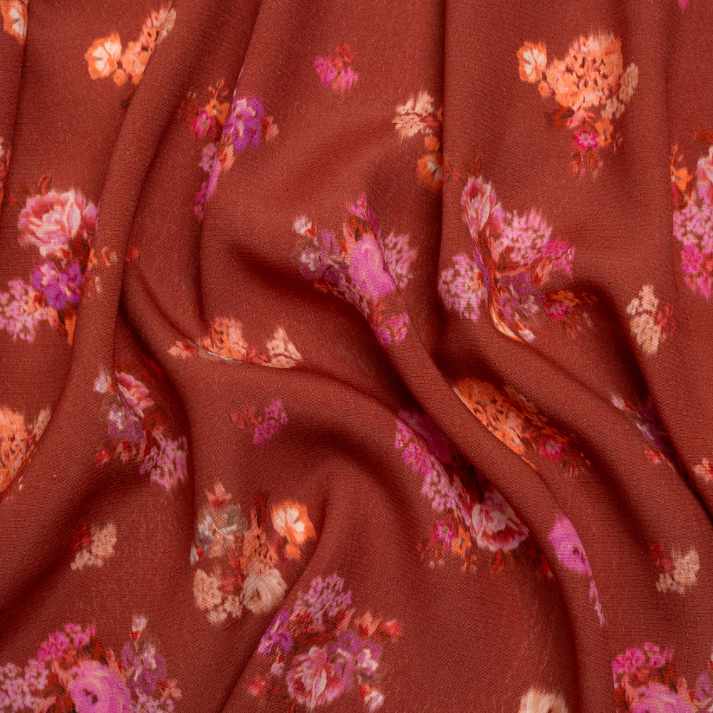 Viscose Crepe Print - Red, Peach and Pink Ikat Floral - Mood Exclusive Rosy Visions - Joann Fabrics