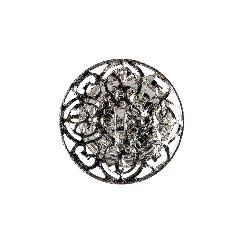 Vintage Swarovski Pearl and Silver Metal Open Framework Rhinestone Button - 34L/21.5mm - Joann Fabrics