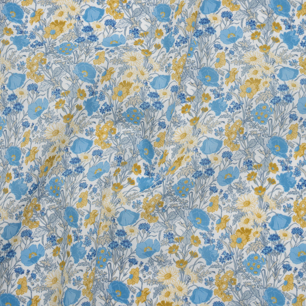 Liberty Fabrics Tana Lawn® - Florence May Blue - Yellow, Blue and White Wildflower Field - Joann Fabrics
