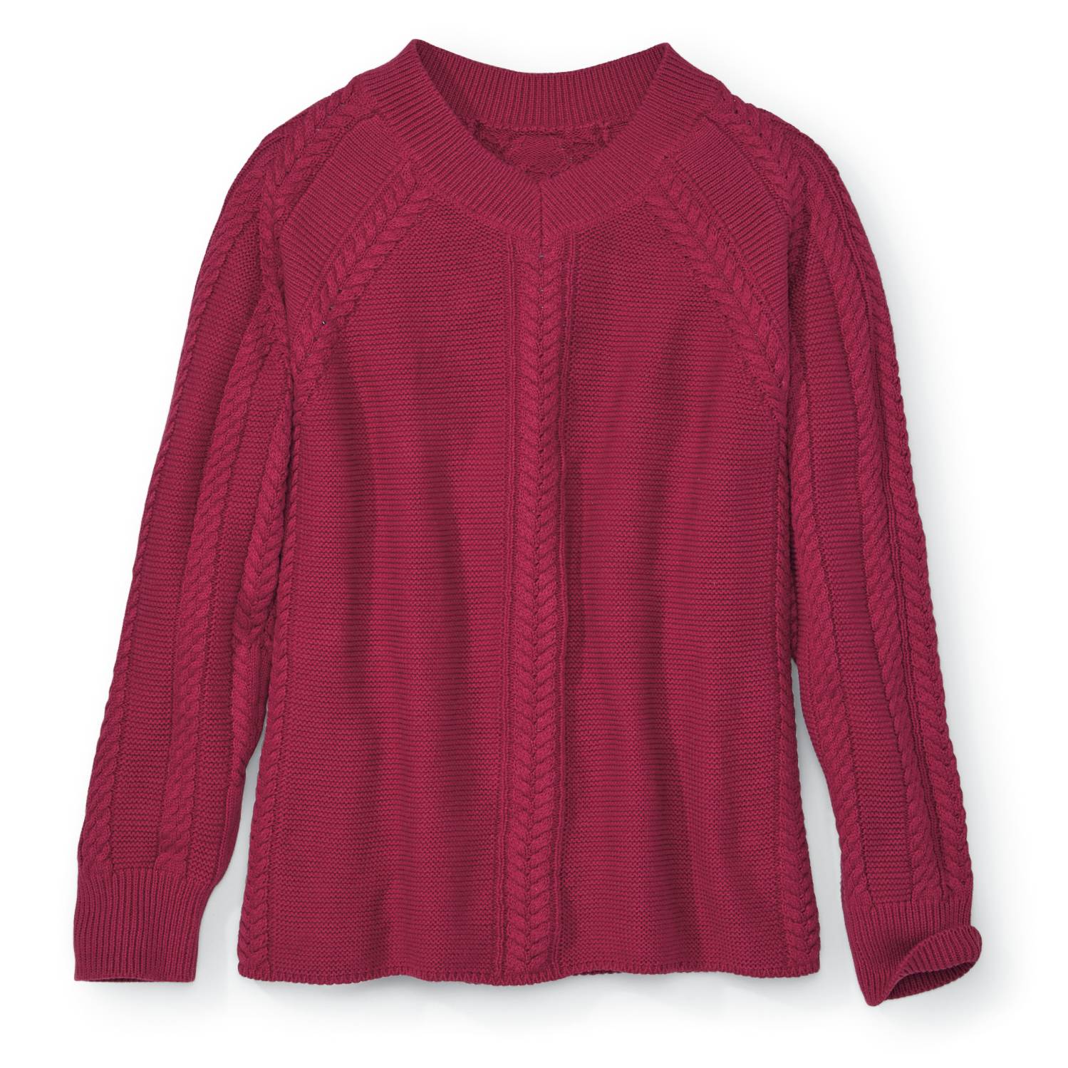 Cotton Cable V-Neck Sweater, Raglan Sleeves - Northstyle Catalog