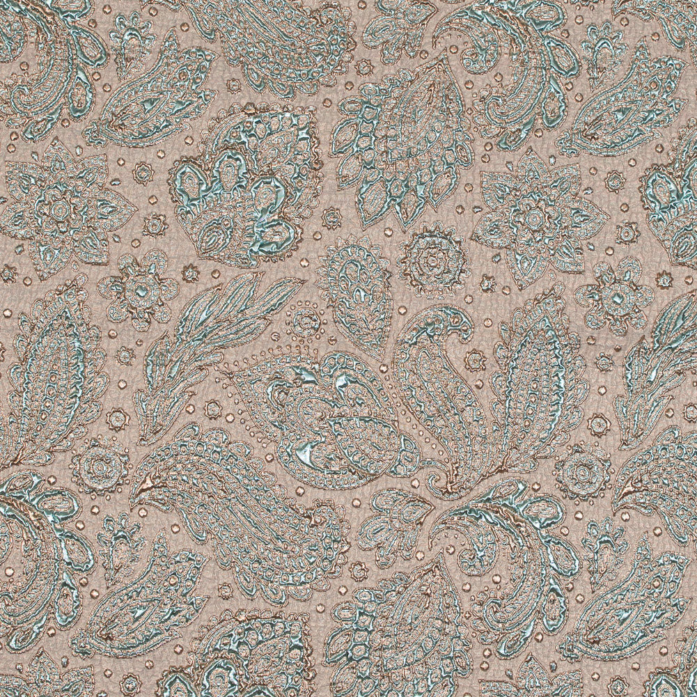 Mint and Gold Luxury Paisley Metallic Brocade - Joann Fabrics