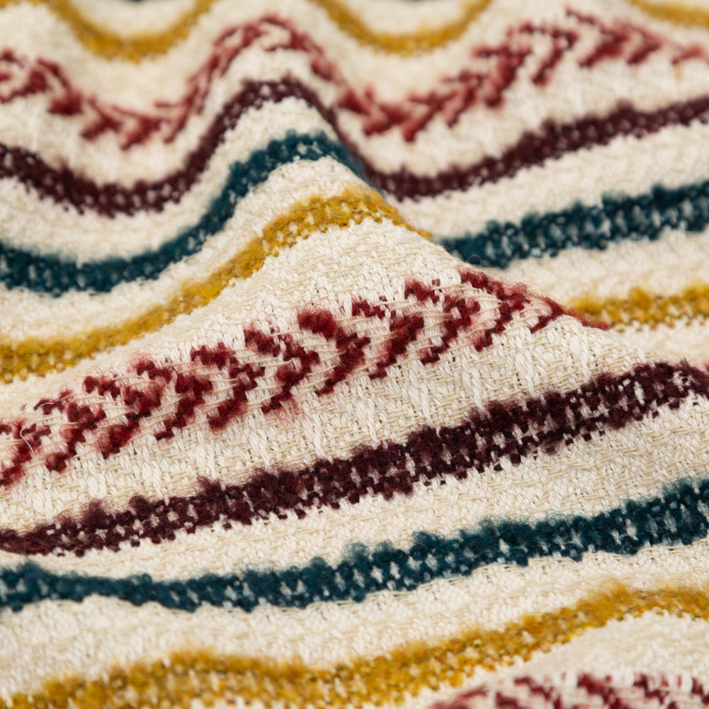 Italian Ivory, Maroon, Cumin and Teal Striped Blended Tweed - Joann Fabrics