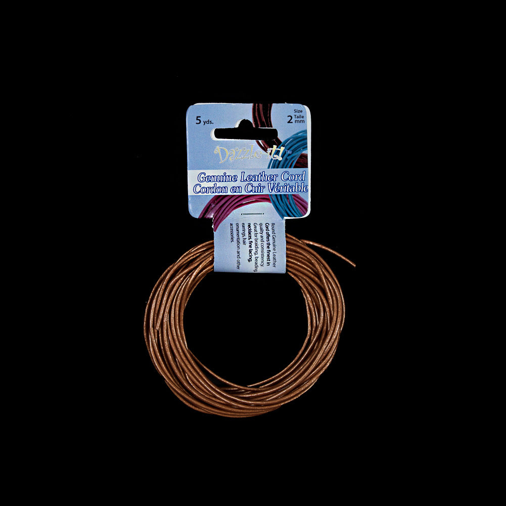Dazzle-It Metallic Copper Genuine Leather Cord - 2mm - Joann Fabrics