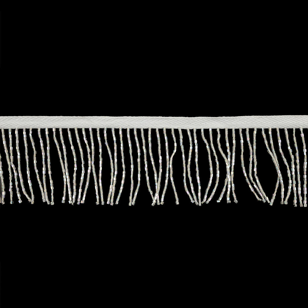 Vintage Crystal Iris and White Chop Beaded Chainette Fringe - 2