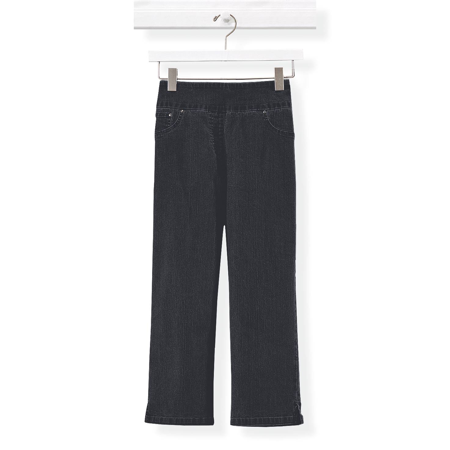 Stretch Denim Capri, Wide Waistband, Back Pockets, Slit Hems - Northstyle Catalog