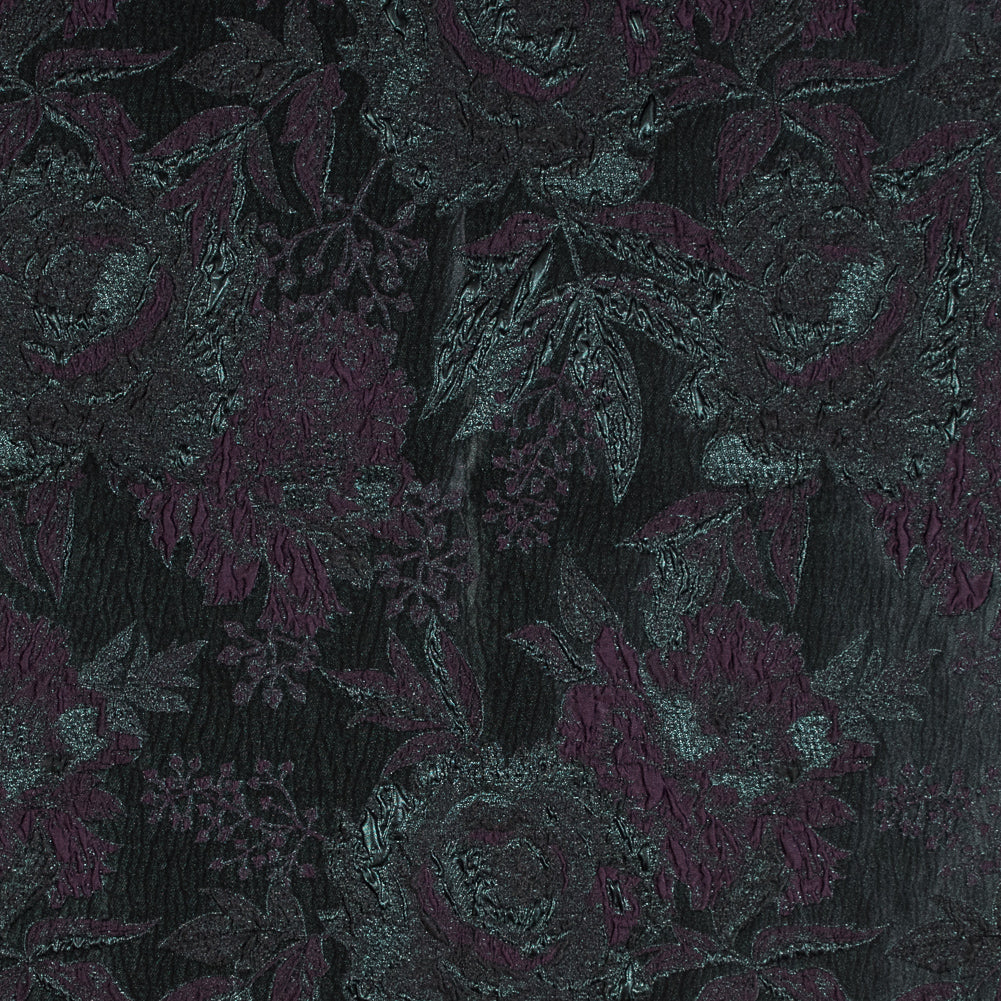 Aubergine and Forest Green Luxury Floral Metallic Brocade - Joann Fabrics