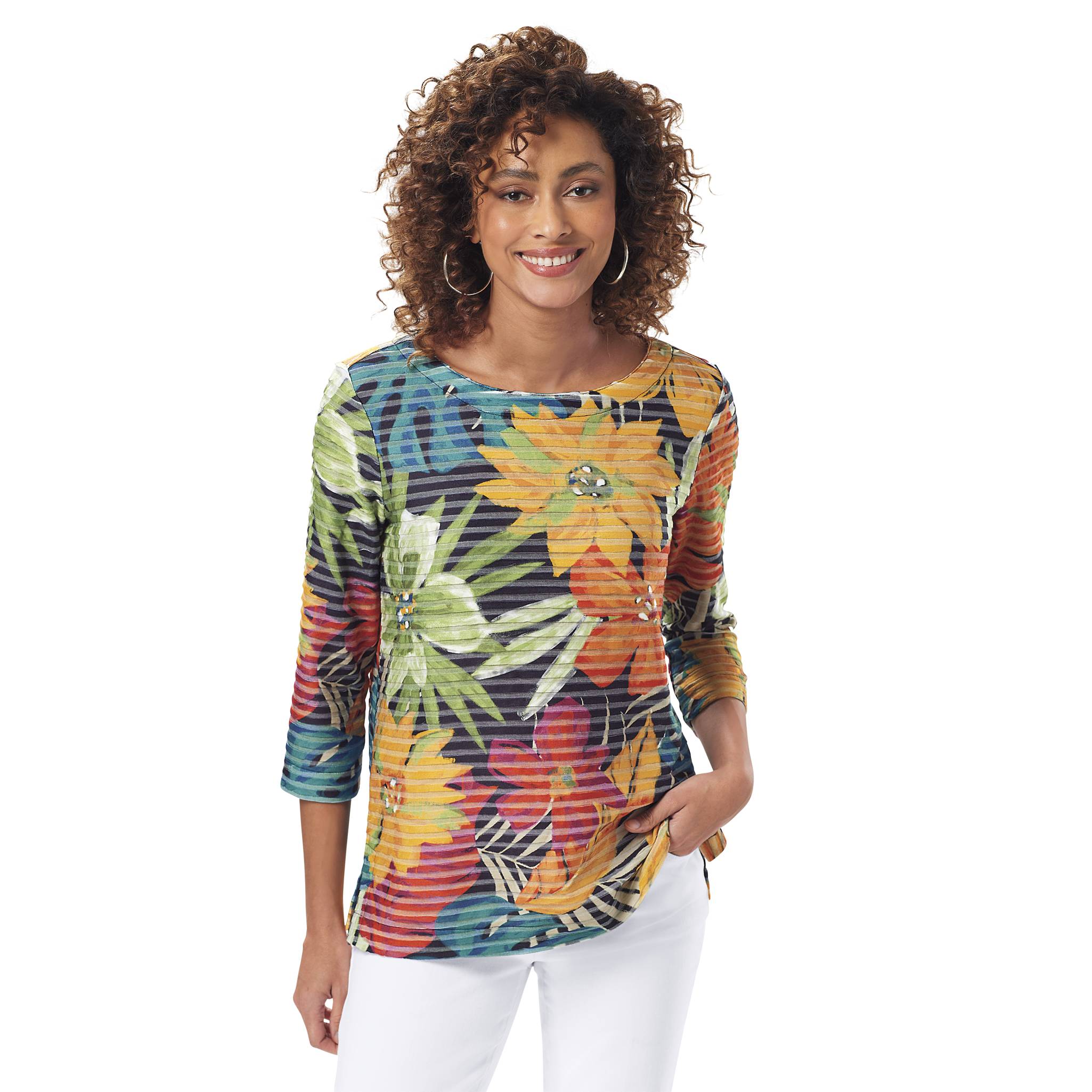 Textured Floral Print Top - Northstyle Catalog