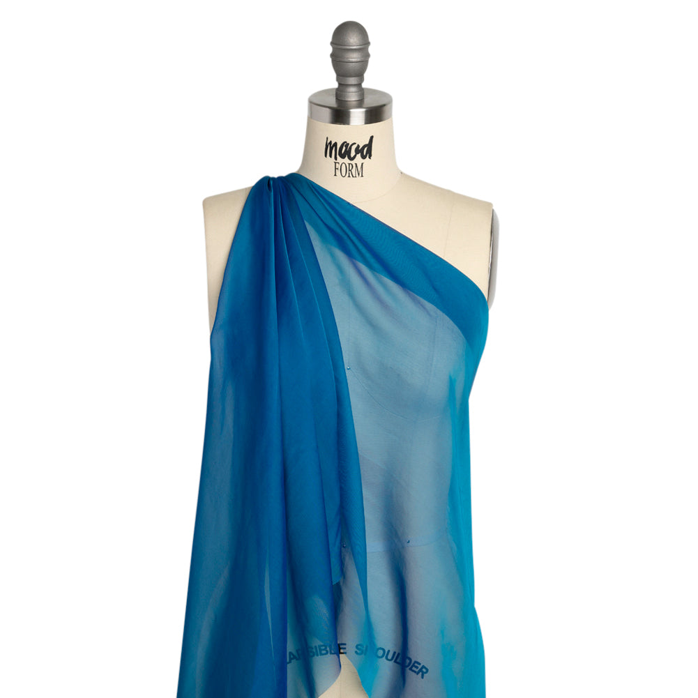 Chiffon-Like Silk Voile - Turquoise and Royal Blue Iridescent - Adelaide Collection - Joann Fabrics