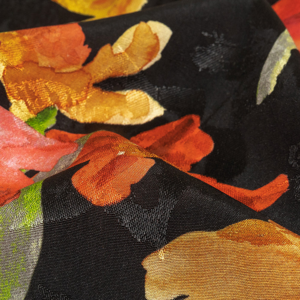 Flowery Sustainable Viscose Jacquard Print - Orange and Red Painterly Floral - Mood Exclusive Painter's Palette - Joann Fabrics