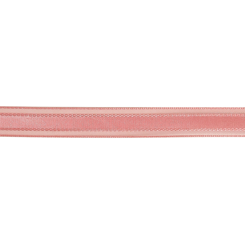 Bubblegum Woven Ribbon with Sheer Organza Borders - 0.5