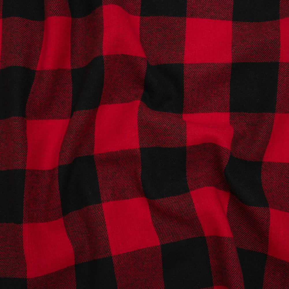 Yarn-Dyed Lightweight Cotton Twill Flannel - Red and Black Buffalo Check - Deadstock - Joann Fabrics