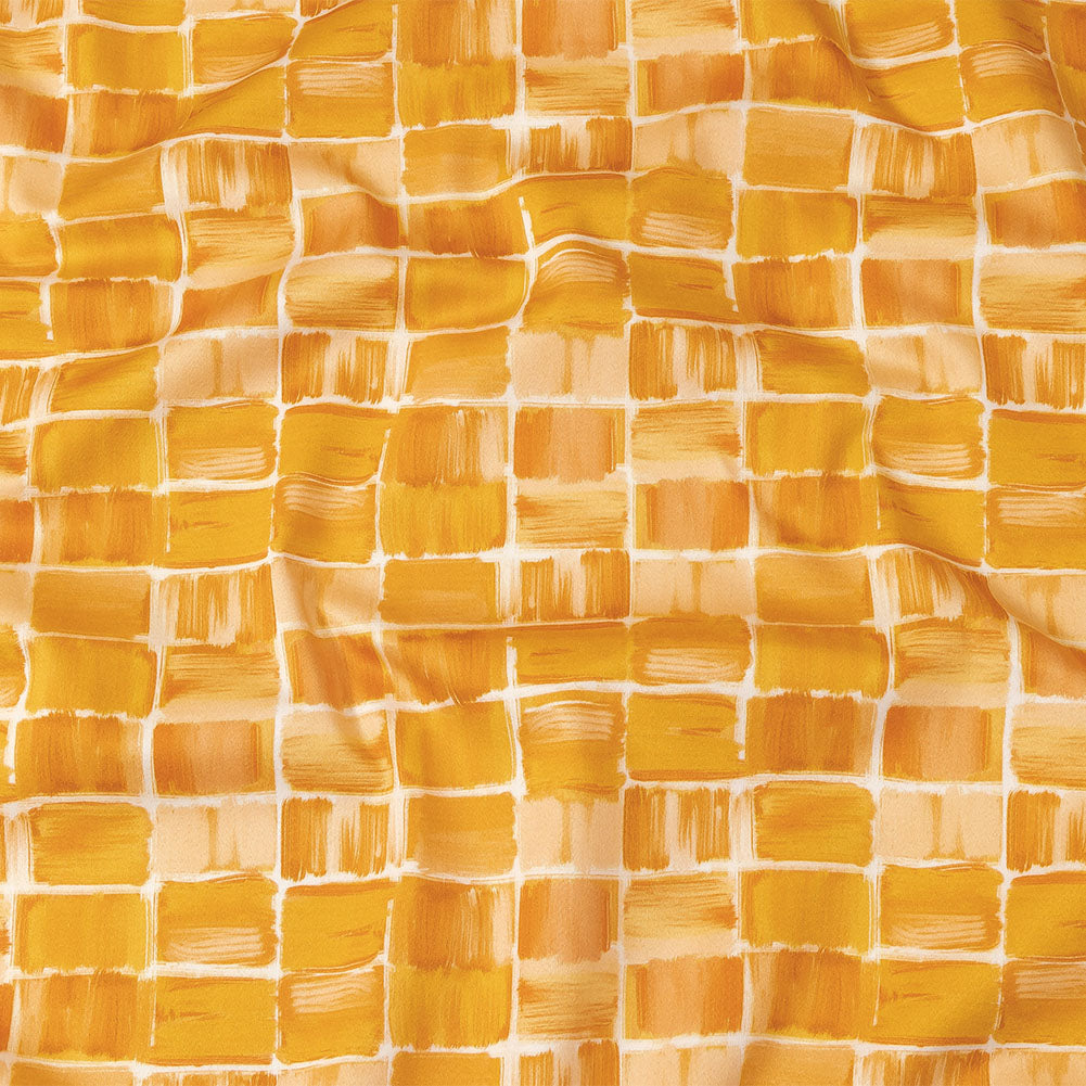 Stretch Cotton Sateen - Yellow Painted Squares - Swatch Me Print - Mood Exclusive Citrus Collection - Joann Fabrics