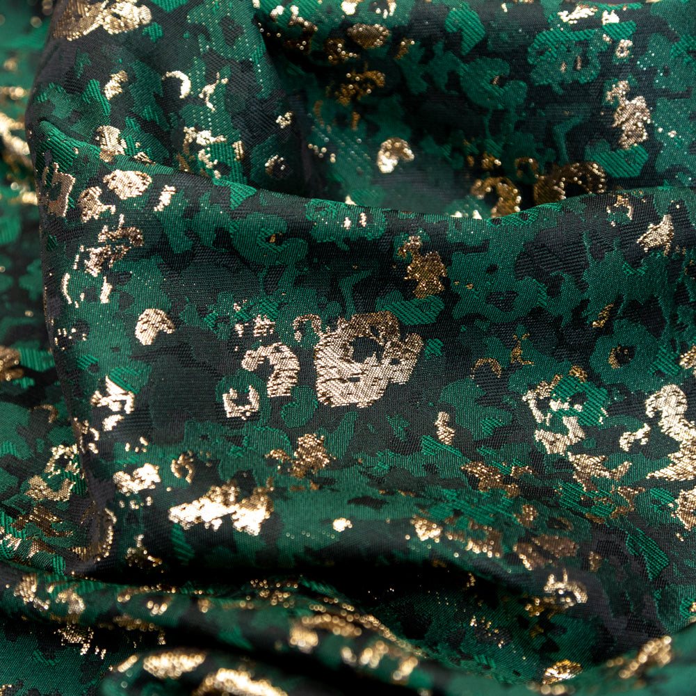 Forest Green and Metallic Gold Abstract Jacquard - Joann Fabrics