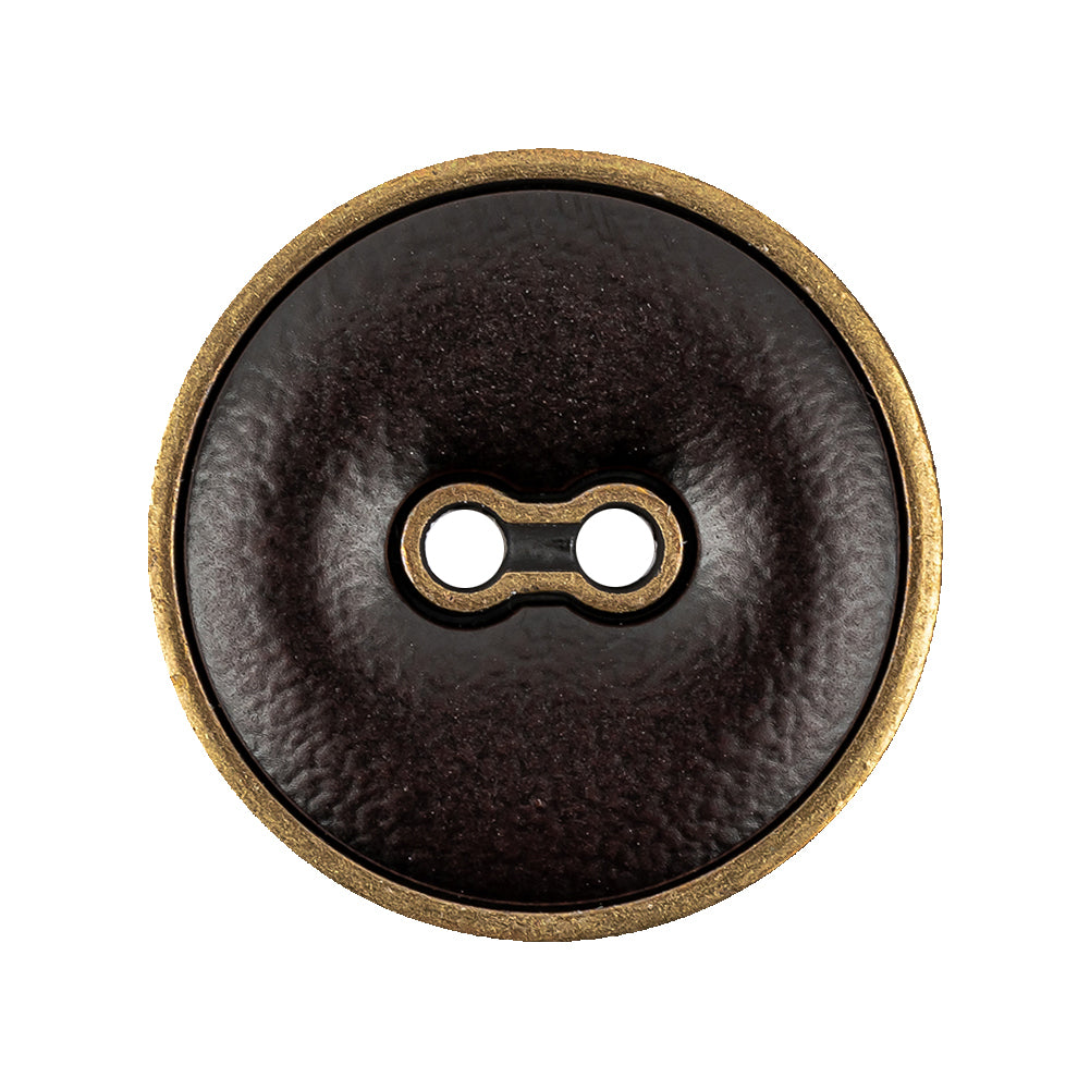Italian Seal Brown and Brass Metal and Leatherette Button - 44L/28mm - Joann Fabrics
