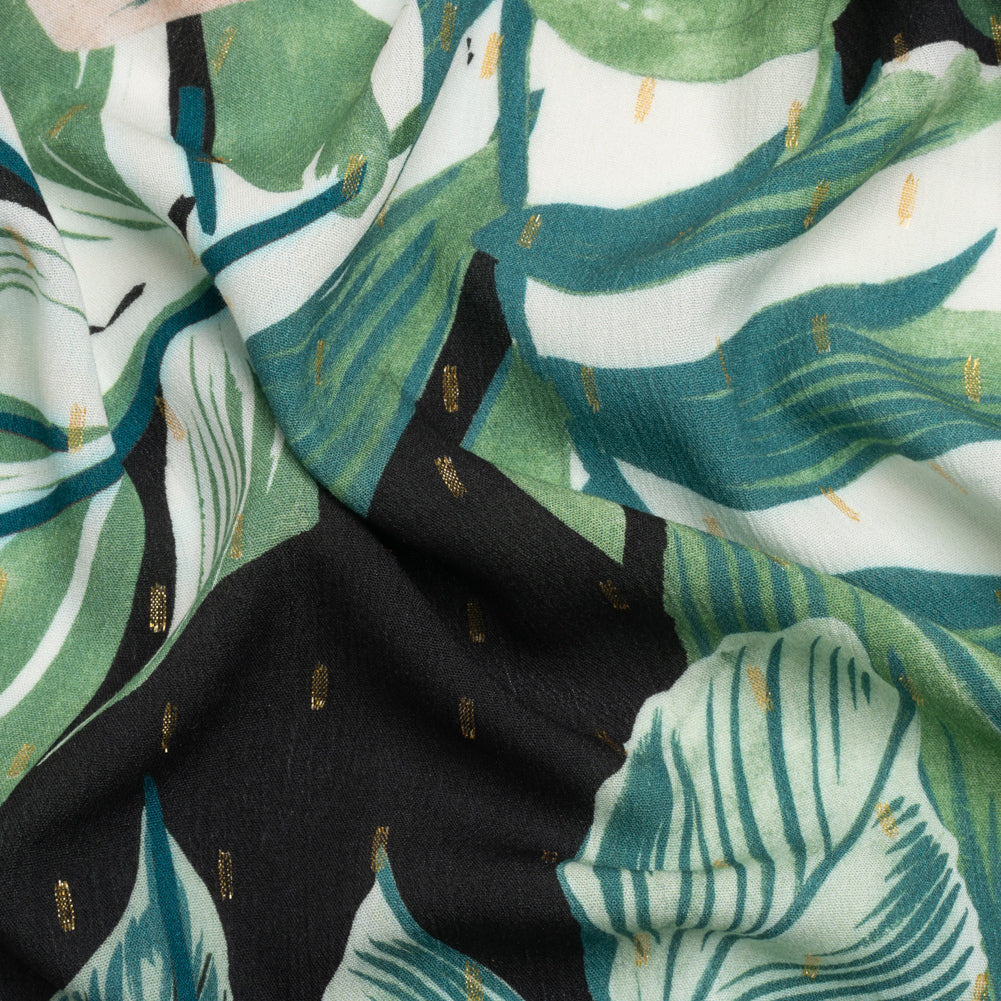Mood Exclusive Black Jive with Jungle Metallic Dotted Crinkled Viscose Crepe - Joann Fabrics