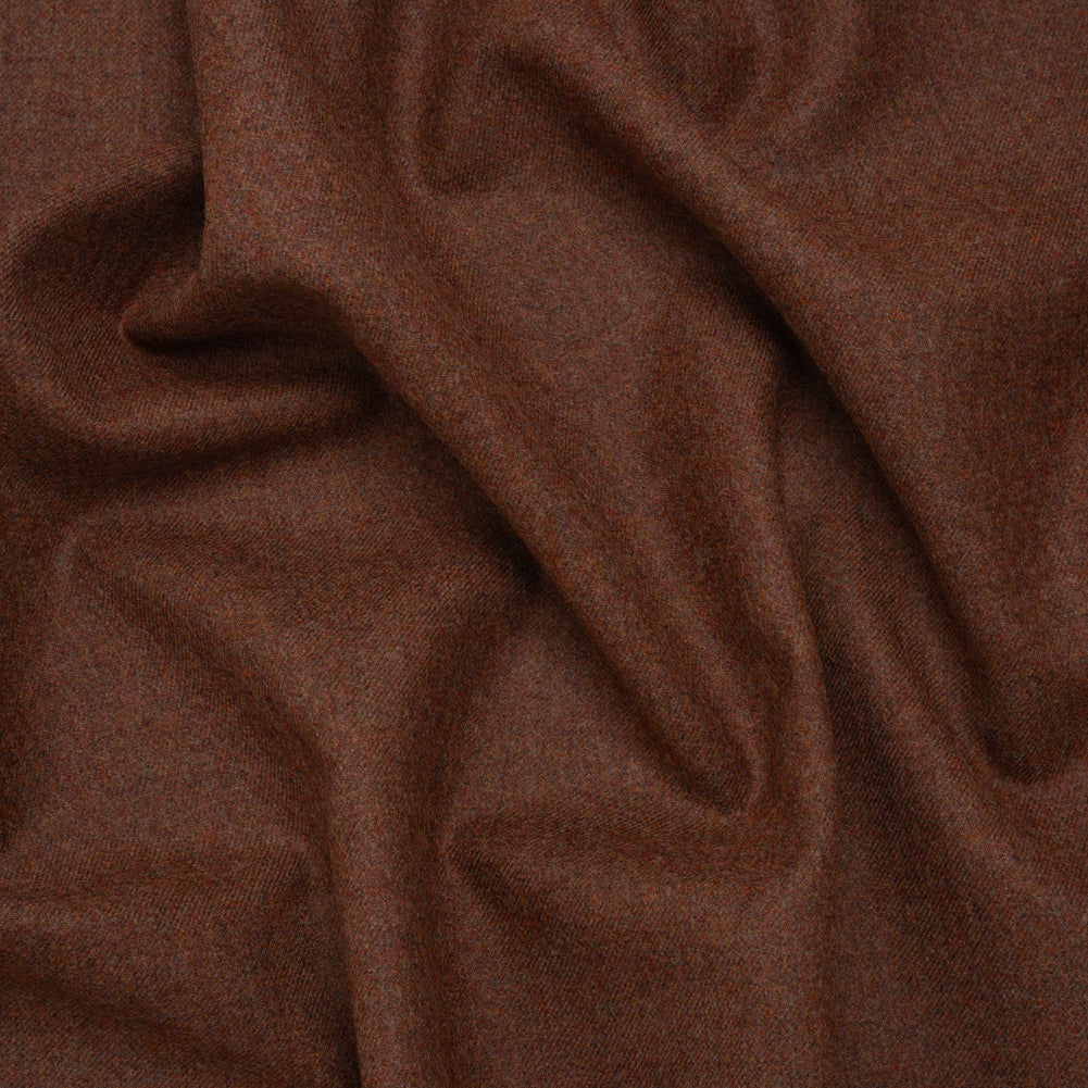 Brushed Virgin Wool Twill Made in Italy - Heathered Brick Red Brown - Joann Fabrics