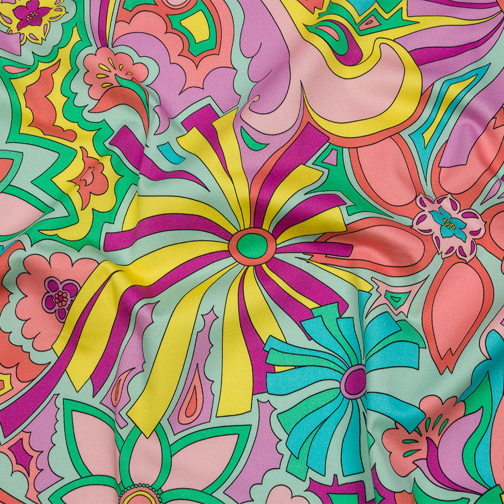 Stretch Cotton Sateen - Blue and Purple Floral - Holy Grail Print - Mood Exclusive Groove Collection - Joann Fabrics