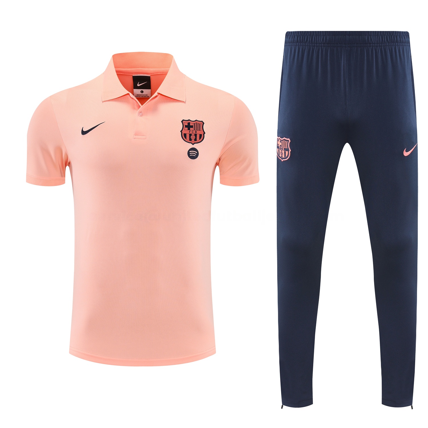 Barcelona 25-26 POLO Short-Sleeve Training Set - Pink Top and Dark Blue Pants - UnitedFutballJersey
