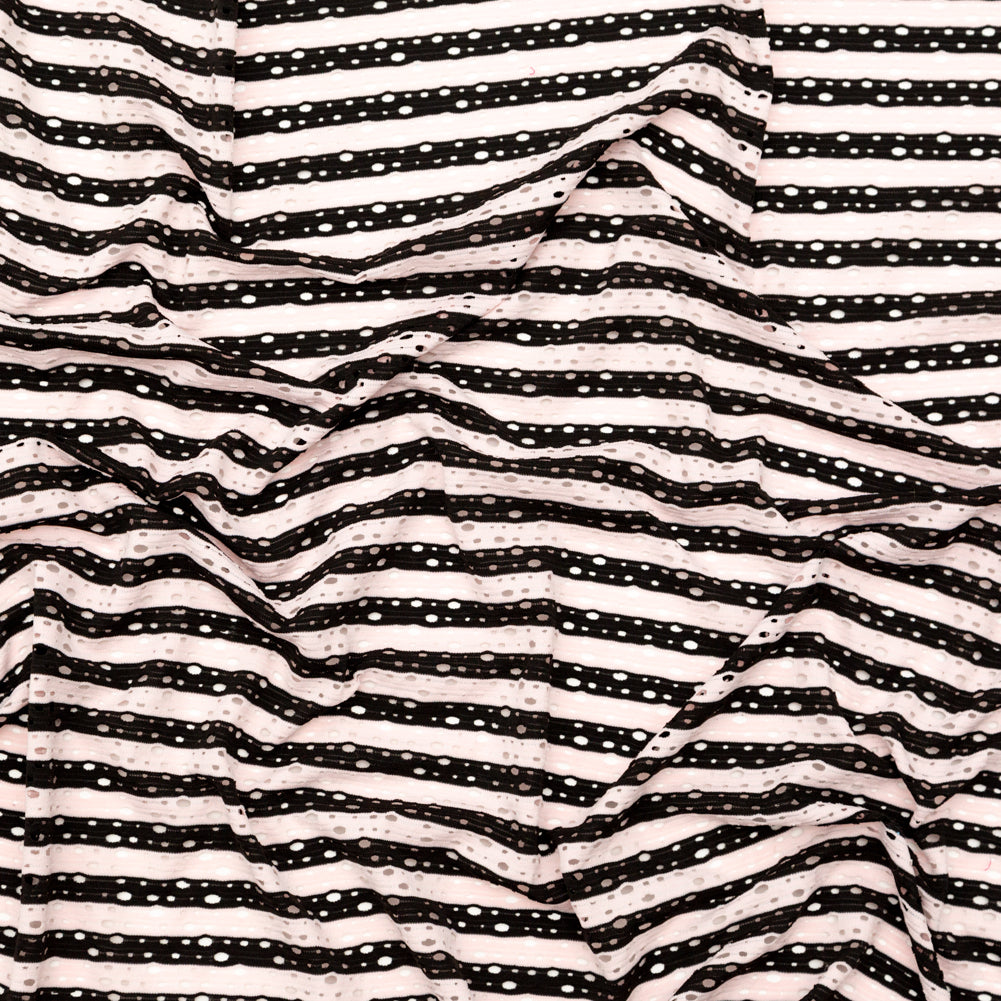 Rosewater and Black Striped Perforated Stretch Knit - Joann Fabrics
