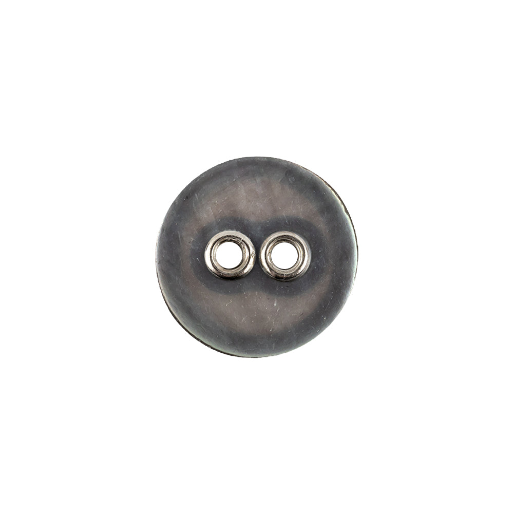 Imported Gray Mother of Pearl and Metal 2-Hole Laser Cut Shell Button - 24L/15mm - Joann Fabrics