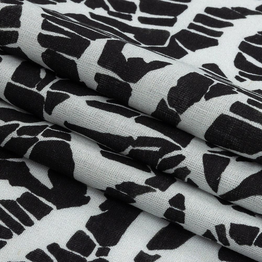 Lightweight Viscose-Linen Woven Print - Black and White Abstract - Mood Exclusive Shattered Glass - Joann Fabrics