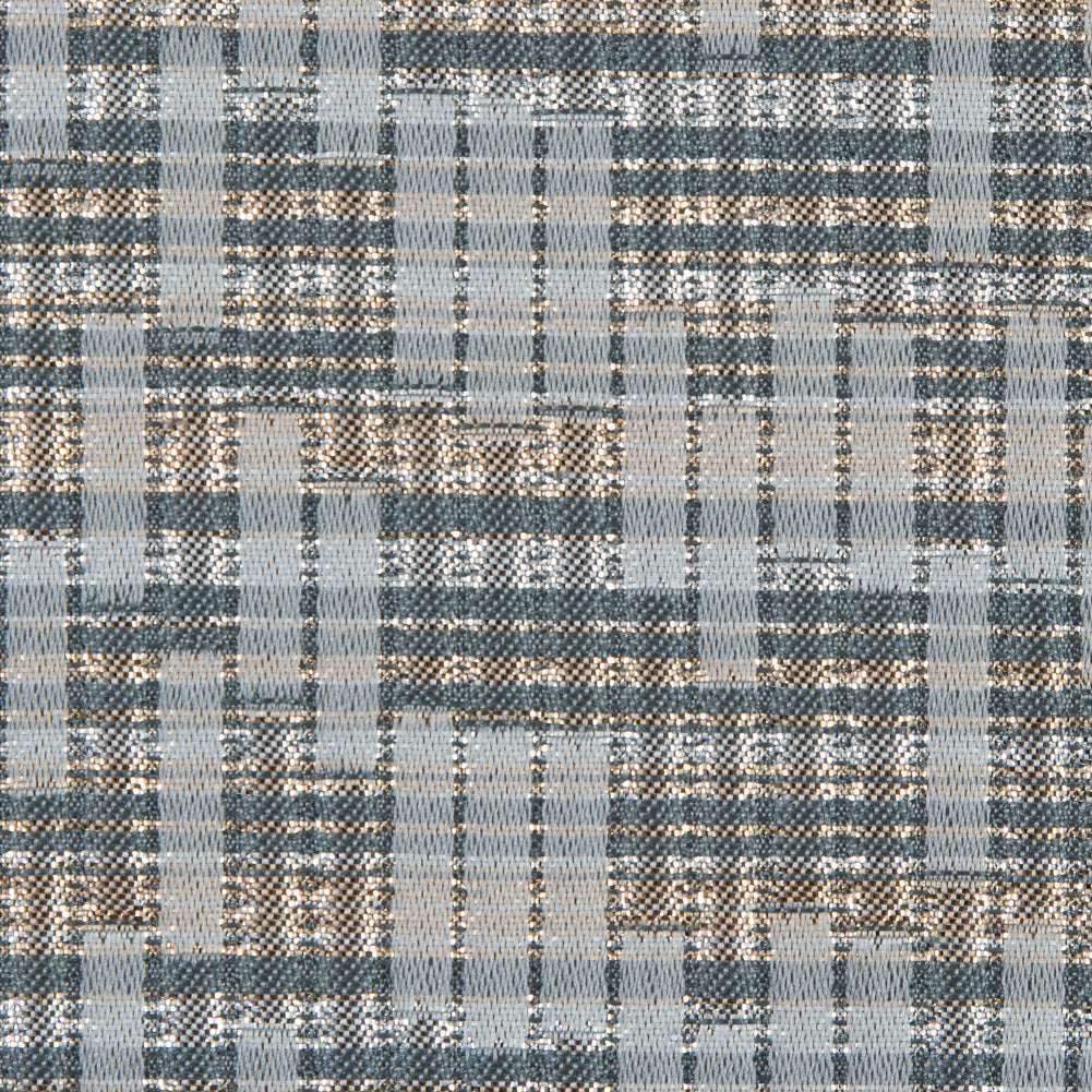 Ivory, Lake Blue and Silver Metallic Brocade - Joann Fabrics