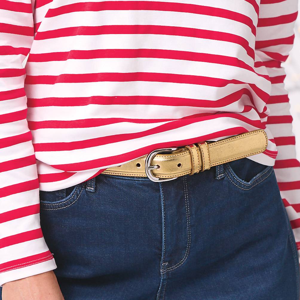 Metallic Leather Belt, Metal Buckle, Silver or Gold - Northstyle Catalog
