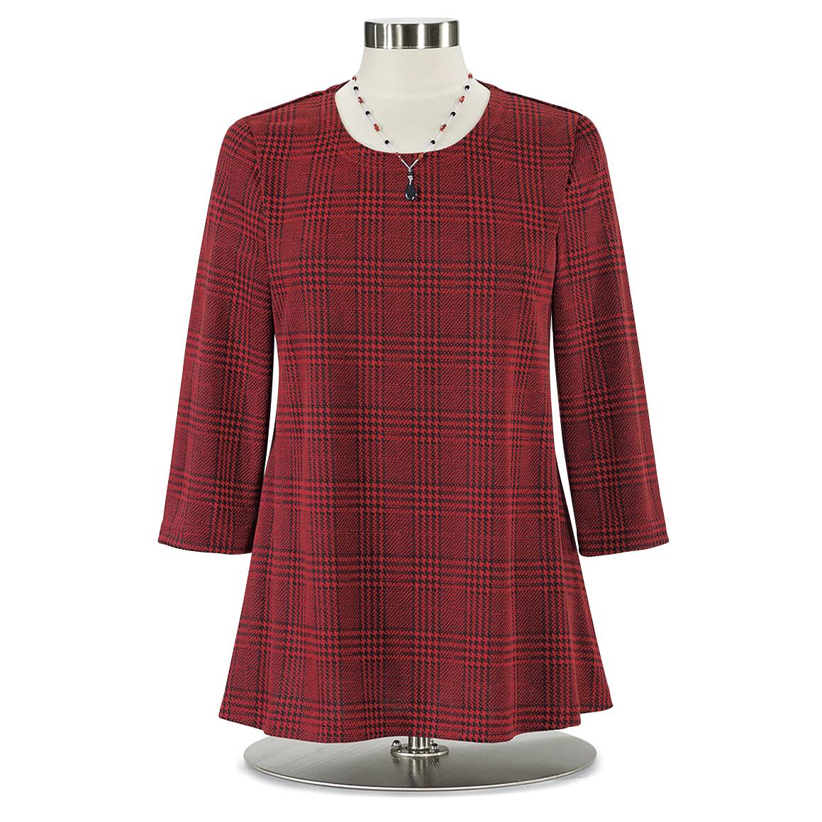 Houndstooth Plaid Knit Top - Northstyle Catalog