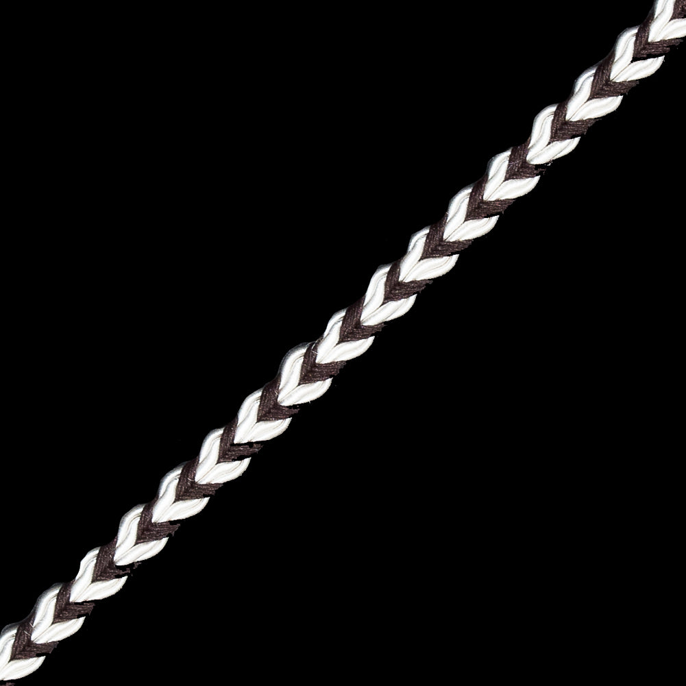 Brown and White Two-Tone Braided Trim - 0.25