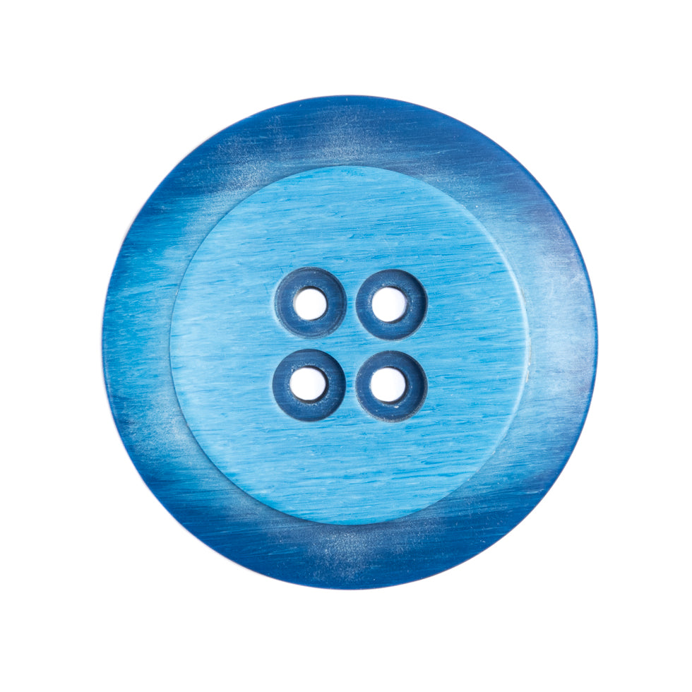 Plastic 4-Hole Button Made in Italy - 44L/28mm - Bright Blue Striations Dish Shaped - Joann Fabrics
