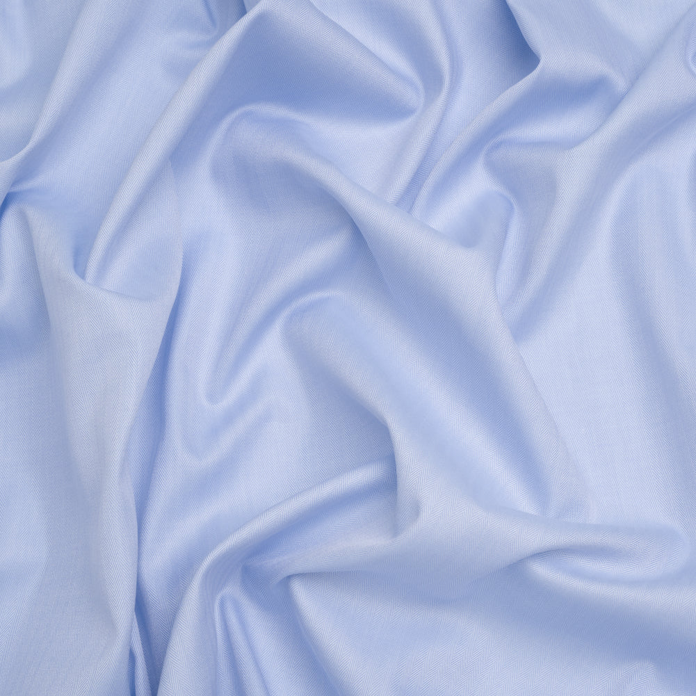 Cotton Twill Shirting - Sky Blue and White Herringbone - Designer Deadstock - Joann Fabrics