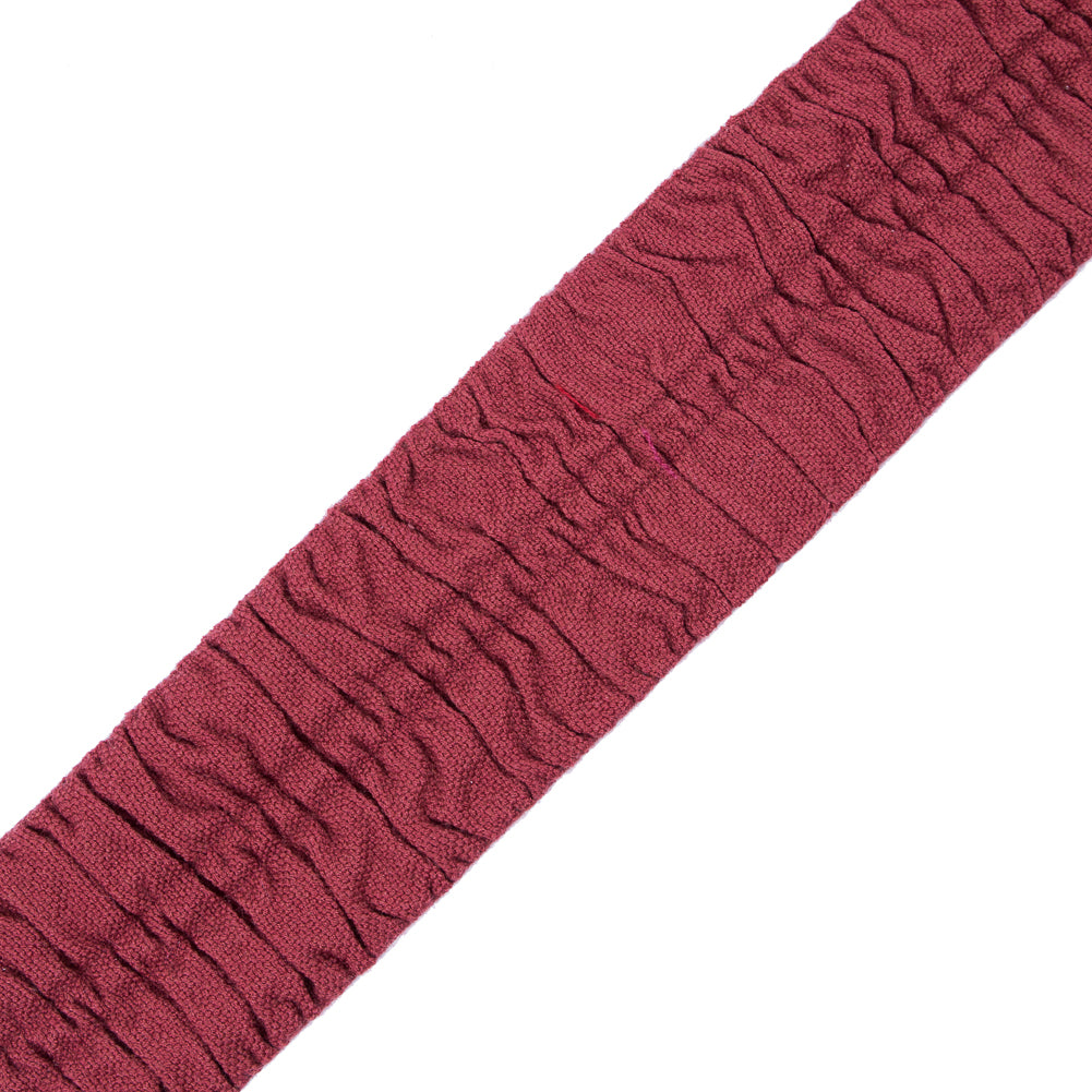 Italian Burgundy Ruched Stretch Wool Trimming - 2.375