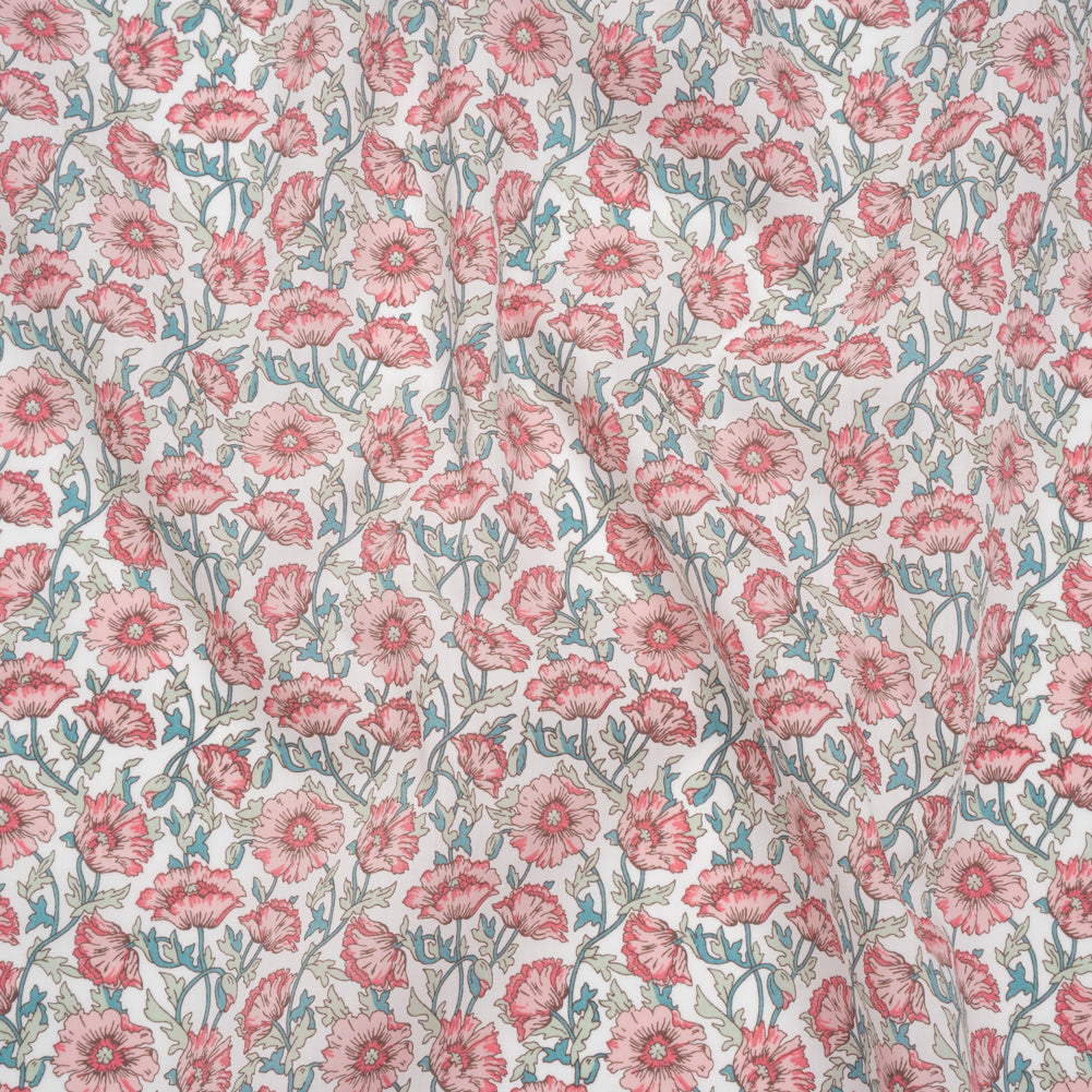 Liberty Fabrics Tana Lawn® - Astell Reece Pink - Baby Pink and Light Green Flower Vines - Joann Fabrics