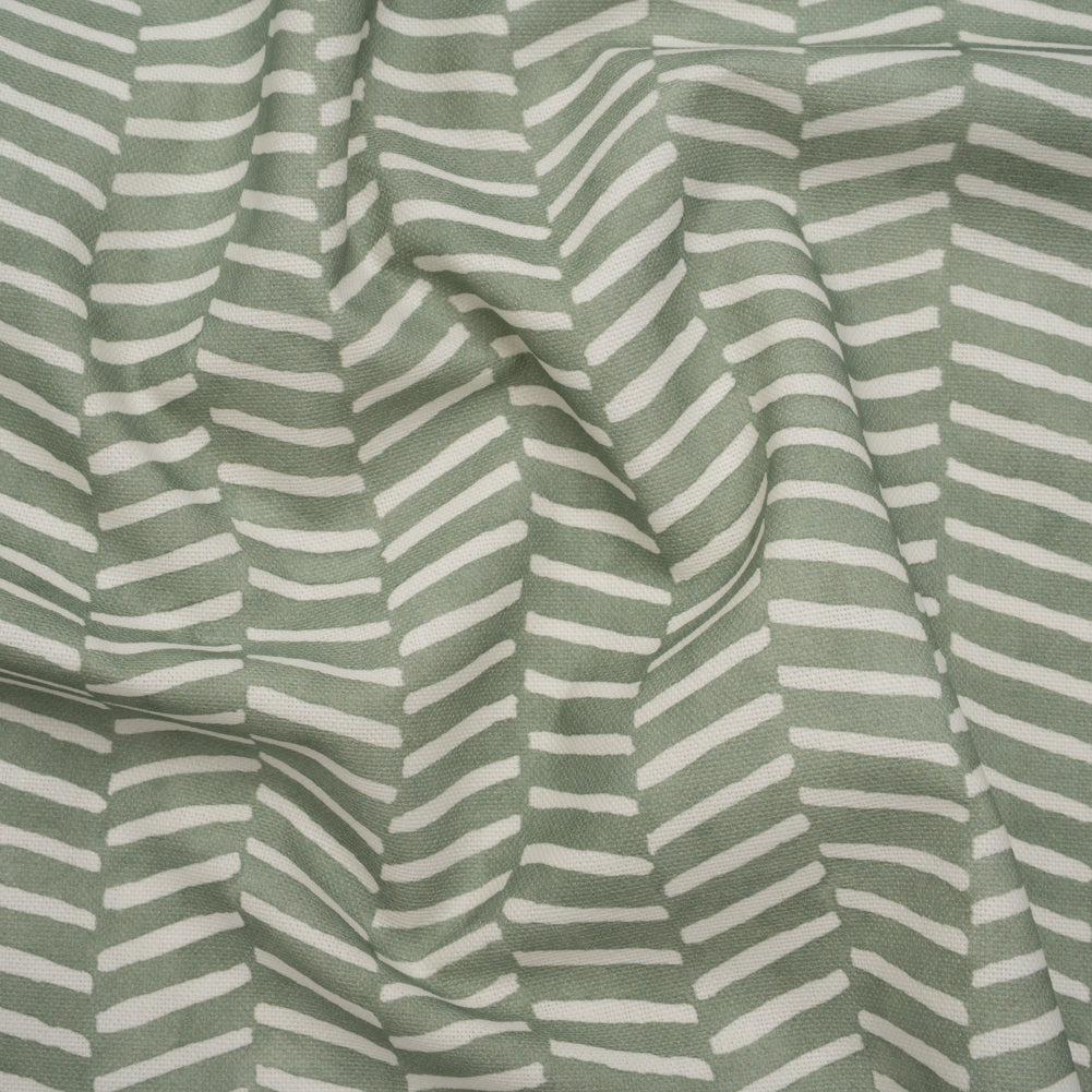 Brushed Cotton and Linen Canvas Print - Aloe Painted Herringbone - British Imported - Joann Fabrics