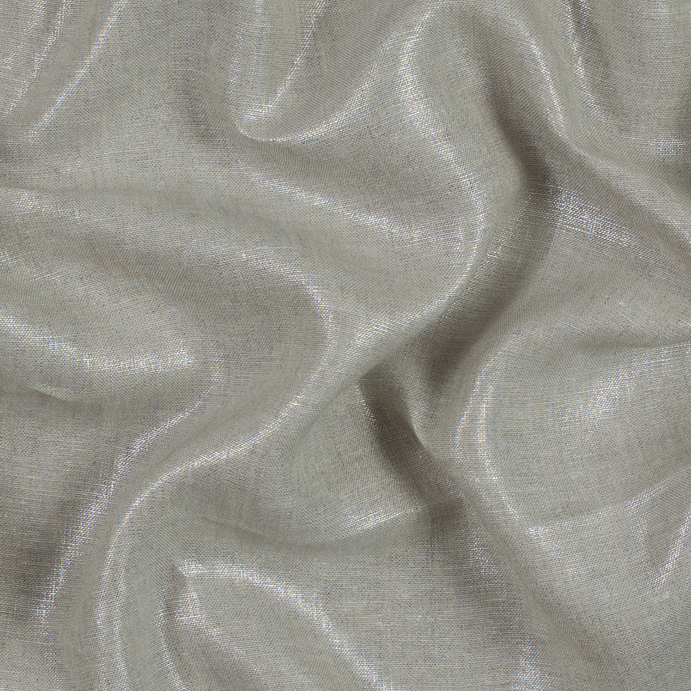 Lightweight Linen Woven with Metallic Silver Foil - Oatmeal - Simone Collection - Joann Fabrics