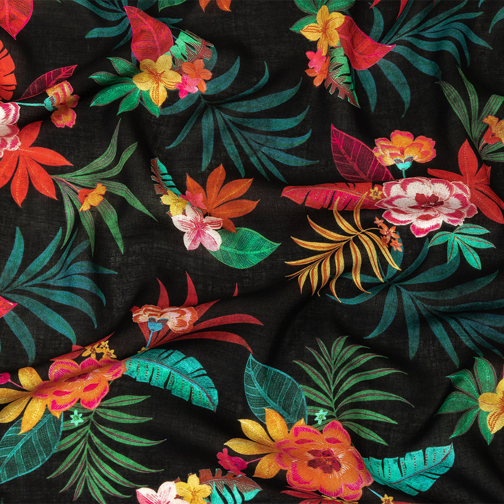 Viscose Voile Print - Green, Red and Black Floral - Mood Exclusive Havana Nights - Joann Fabrics
