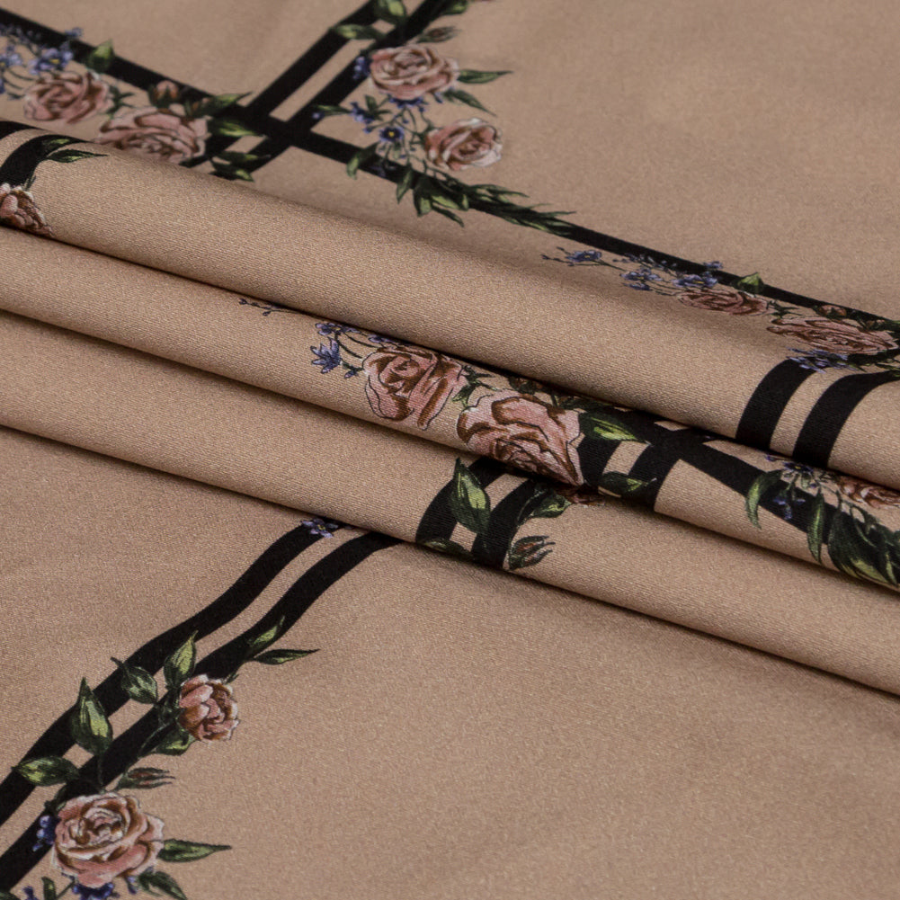 Stretch Cotton Sateen - Fawn Floral Windowpanes - The Prediction Print - Mood Exclusive Crow Collection - Joann Fabrics
