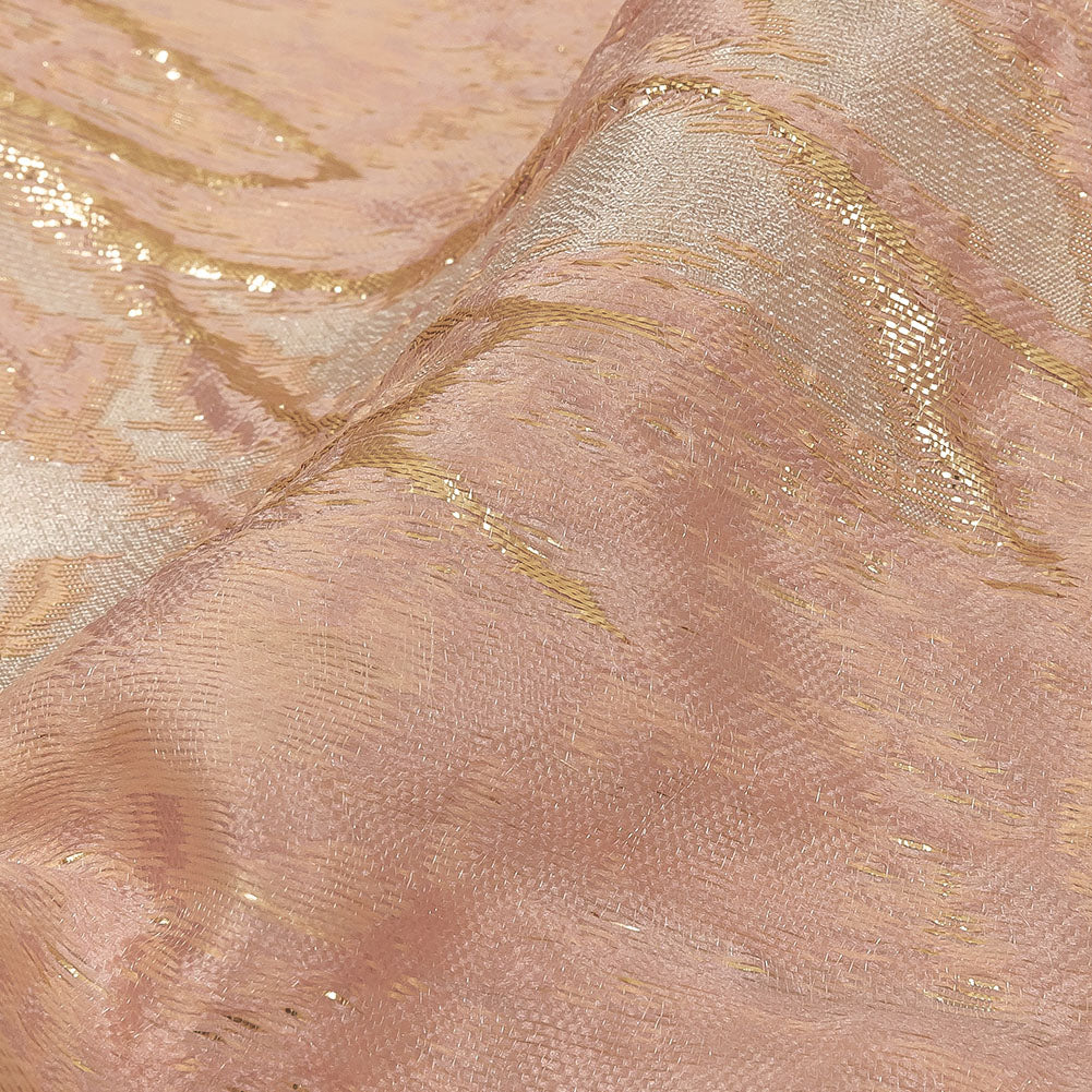 Metallic Cream Pink, Gold and Pale Gray Marbled Luxury Brocade - Joann Fabrics
