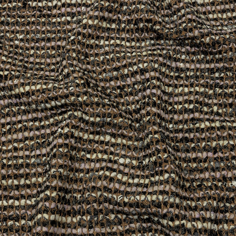 Beige, Cream and Charcoal Boucle Stripes Chunky Wool Blend Sweater Knit - Joann Fabrics