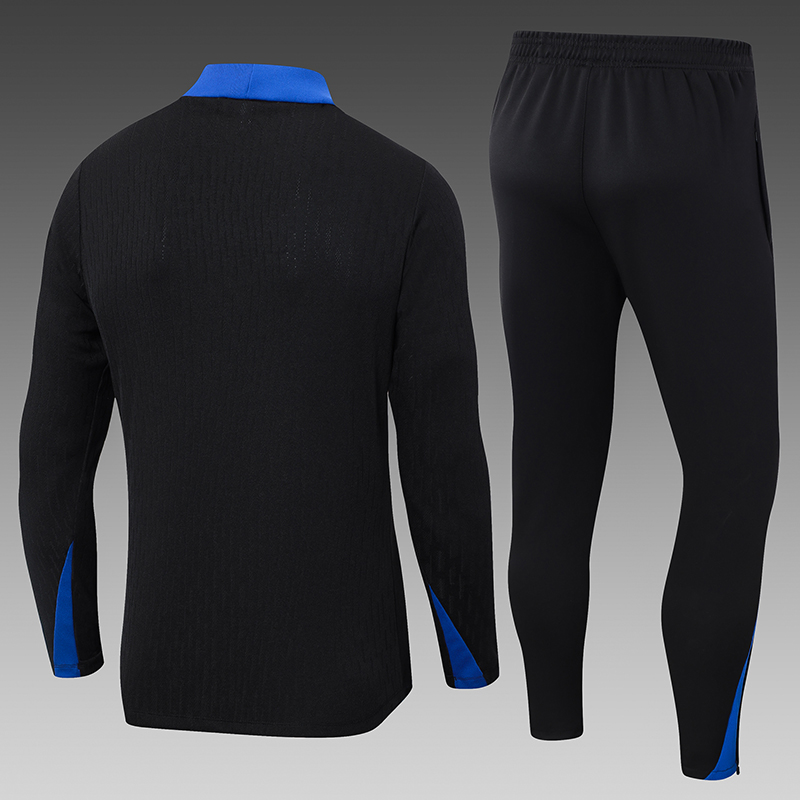 2024-2025 France Half-Pull Training Suit Black Football Shirt Set