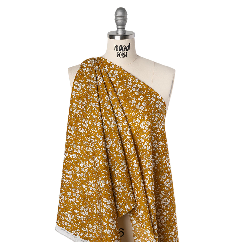 Liberty Fabrics Tana Lawn® - Capel Yellow - Yellow Ochre and White Outlined Florals - Joann Fabrics