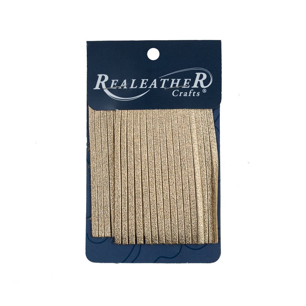 Realeather Metallic Gold Deerskin Fringe Trim - 3