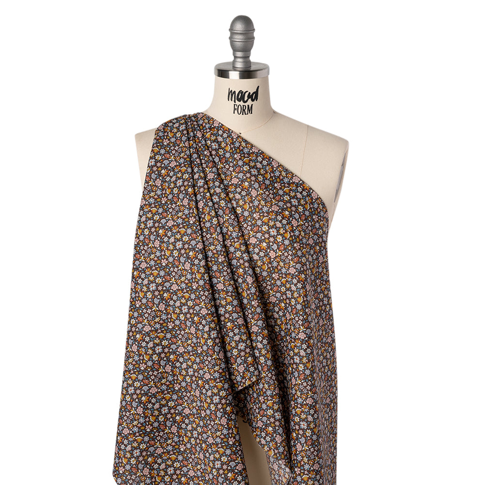 Liberty Fabrics Tana Lawn® - Meera Multi Pastel - Golden Yellow, Light Blue and Brown Simple Floral - Joann Fabrics
