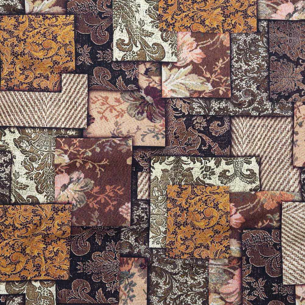 French Roast, Winter Twig and Castle Wall Patchwork Floral and Lace Printed Stretch Cotton Twill - Joann Fabrics