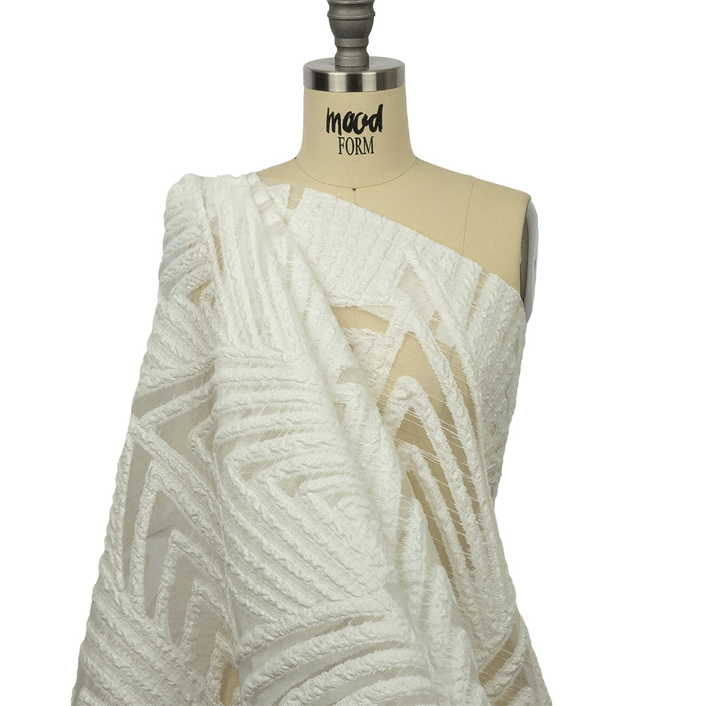Metallic White Overlapped Nested Triangles Luxury Burnout Brocade - Joann Fabrics