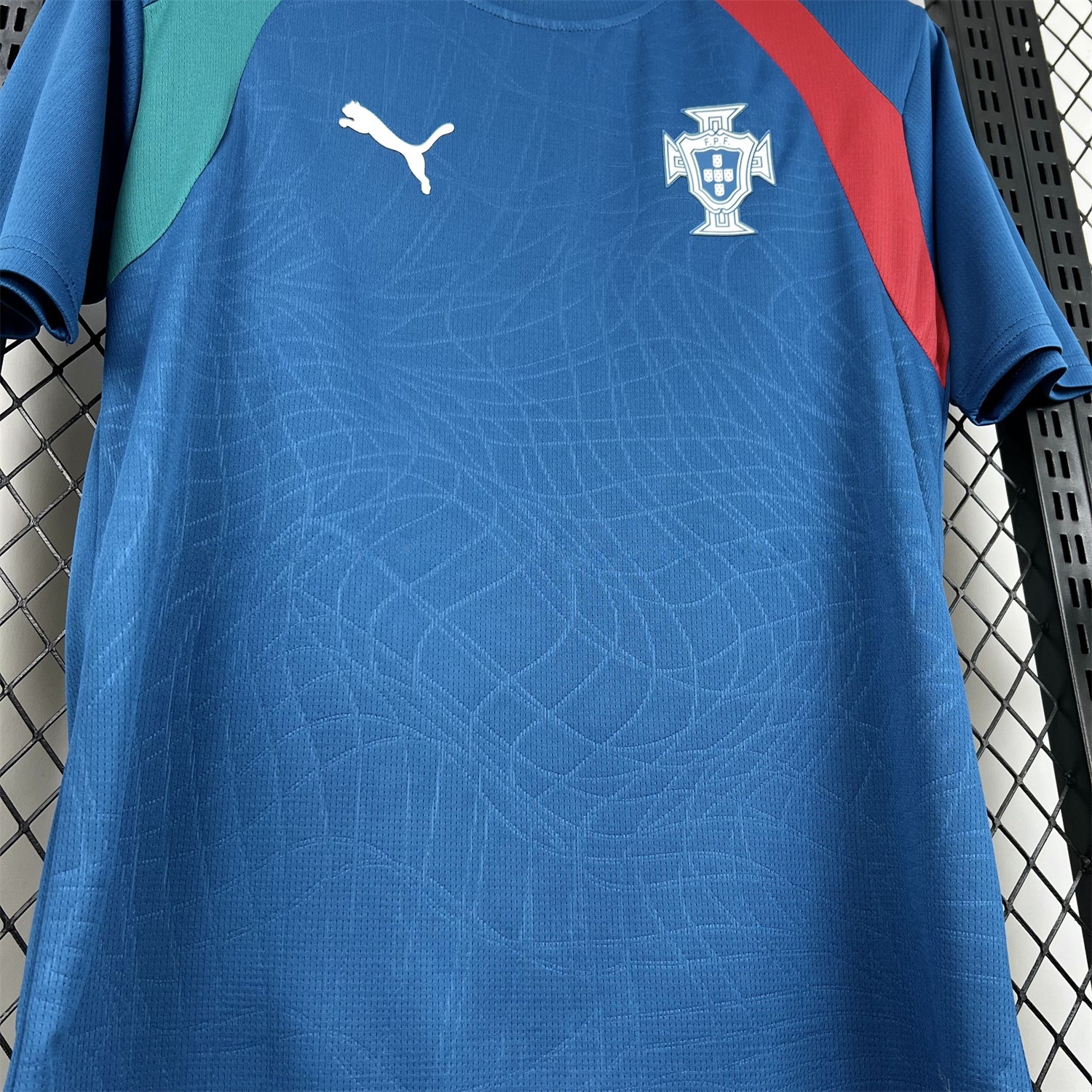 Portugal 2026 Muted Blue With Emerald Green Pre-Match Jersey - Fans Version - UnitedFutballJersey