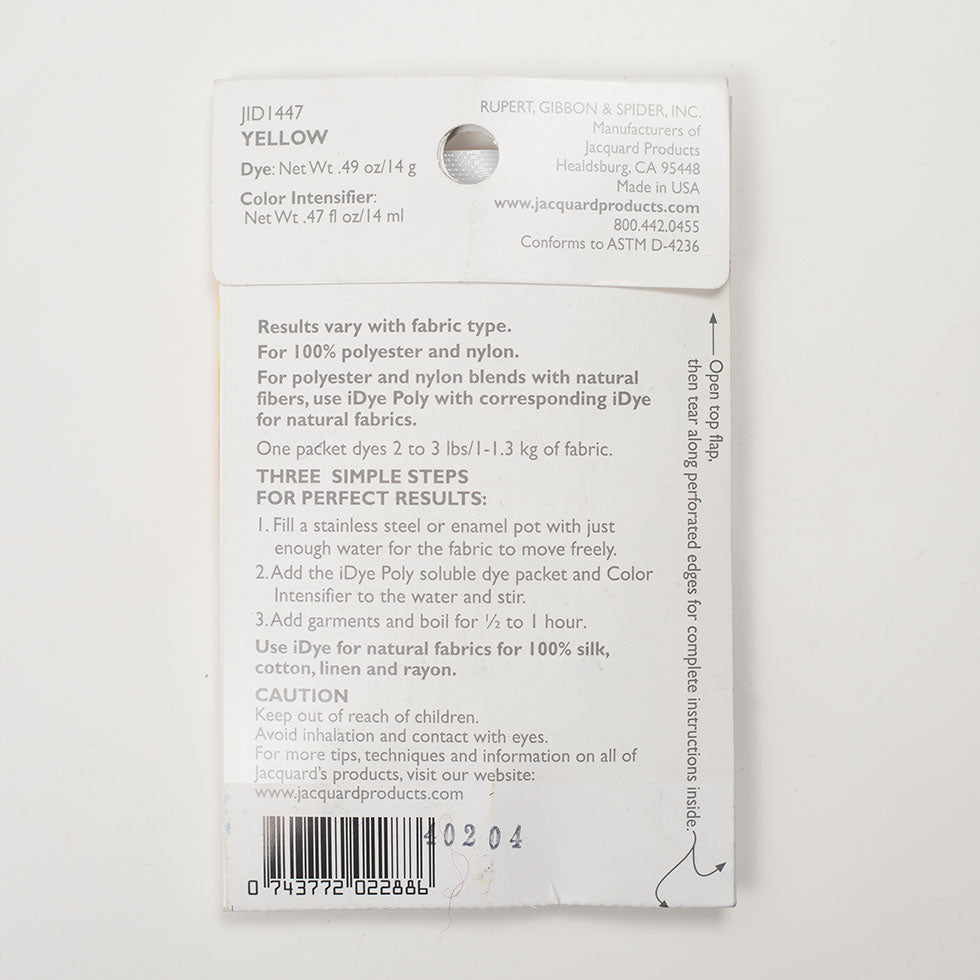 Jacquard iDye Poly Synthetic Fabric Dye - 447 Yellow - Joann Fabrics