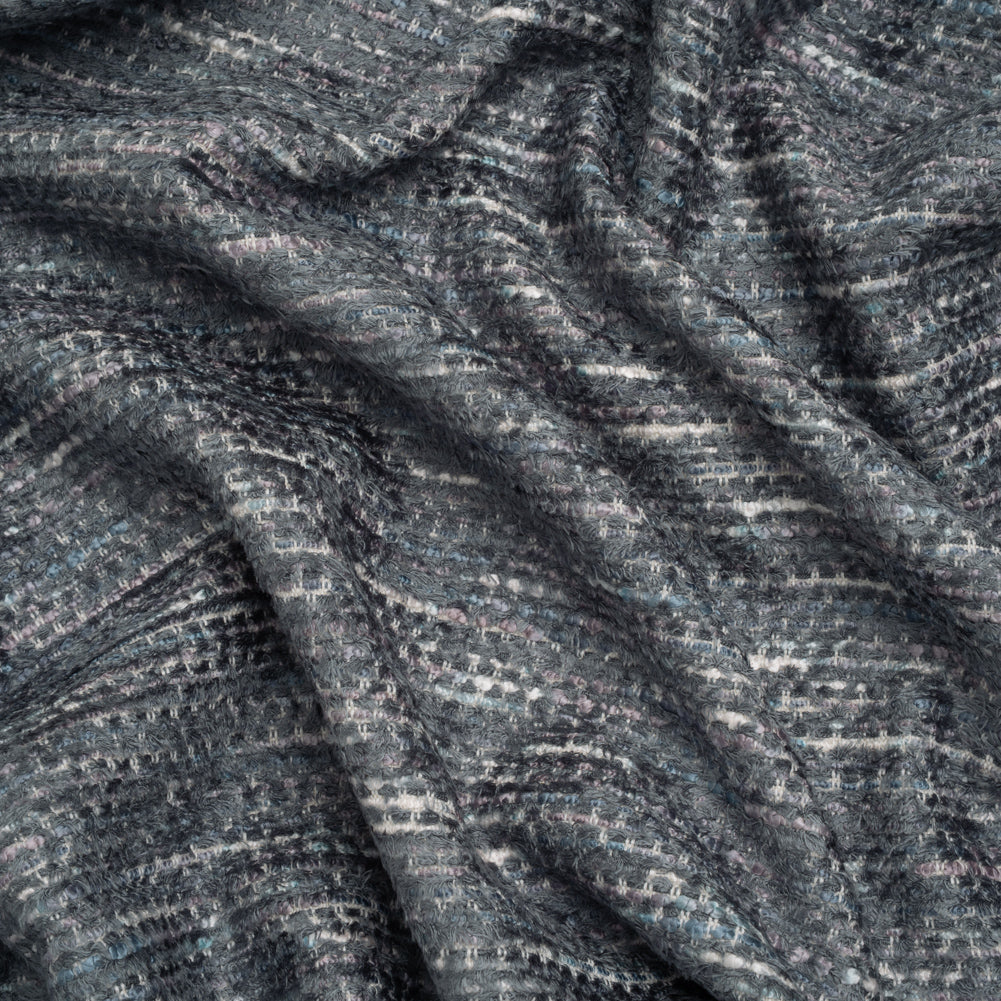 Recycled Olefin and Acrylic Upholstery Boucle and Chenille Tweed - Indigo Stripes - Virginia Collection - Joann Fabrics
