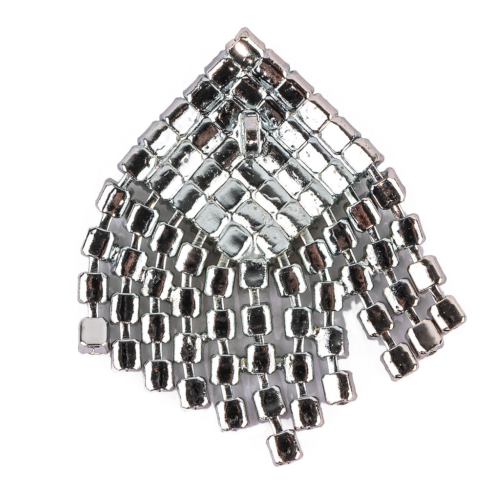 Vintage Swarovski Crystal Rhinestones and Silver Metal Abstract Ornament - 1.75