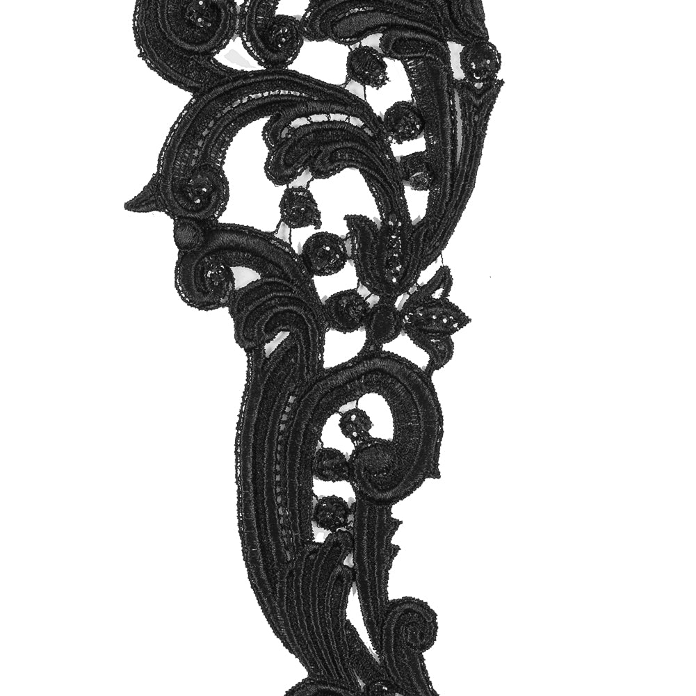 Black Sparkly Paisley Left Side Applique - 11